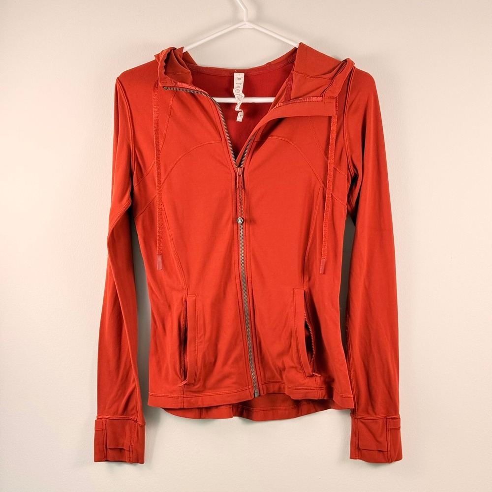 lululemon Hooded‎ Define Jacket Orange Red Luon Full Zip Activewear Size 6